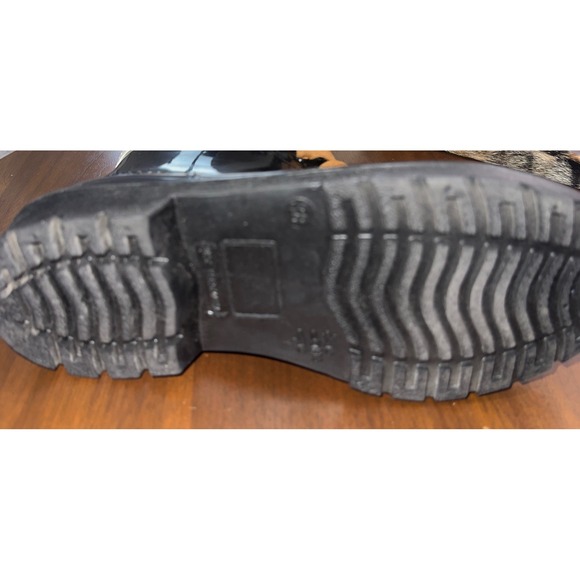 See By Chloe Luxury Black Glossy Logo Rain Boots Lace Up Combat Booties Size 8 - Picture 15 of 16